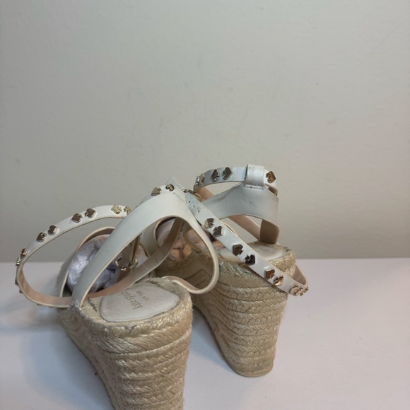 Kate Spade White Leather Straw Sandals With Wrap Around Ankle Straps Size 10 - Picture 9 of 13